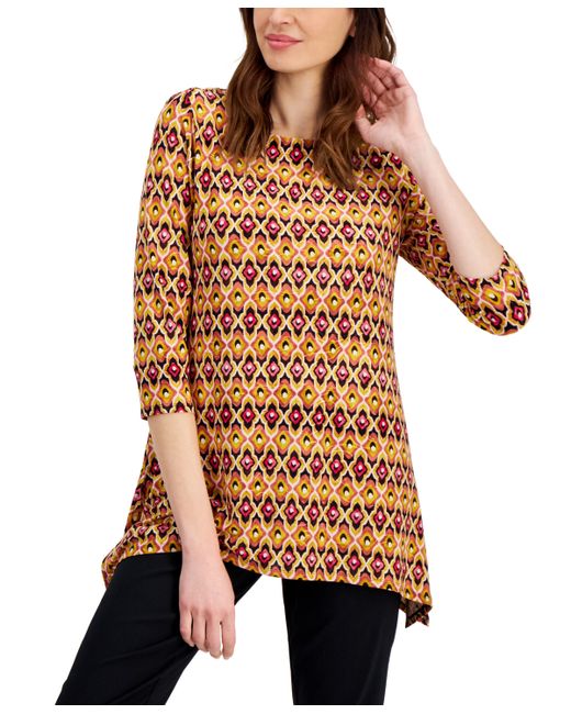 Jm Collection Geo-Print Jacquard Swing Top Created for Macy