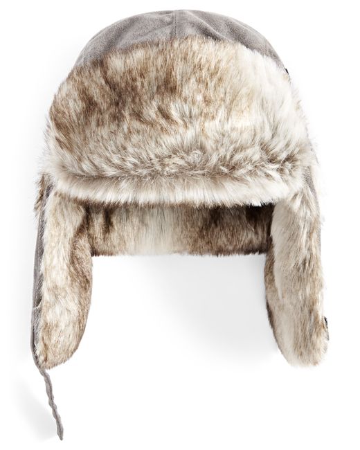 Scala Faux-Suede Trapper Hat with Faux-Fur Lining Trim