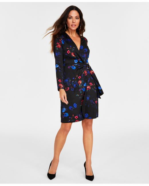 I.N.C. International Concepts Petite Print Faux-Wrap Dress Created for
