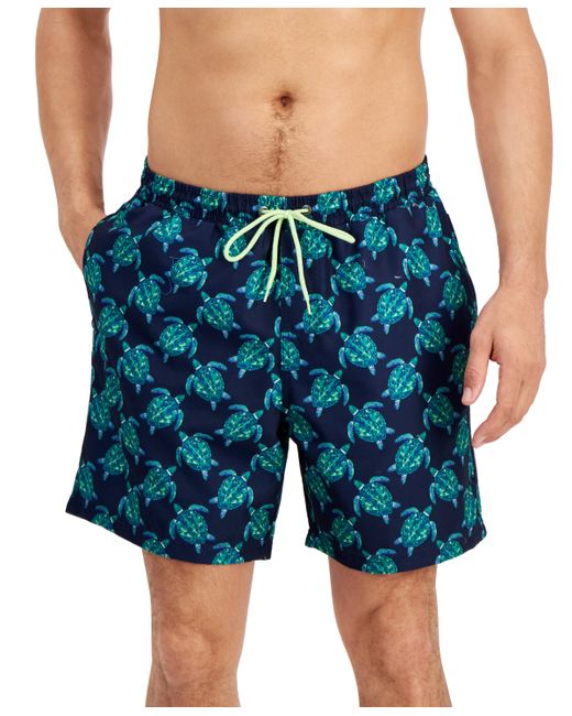 Club Room Turtle-Print Quick-Dry 7 Swim Trunks Created for
