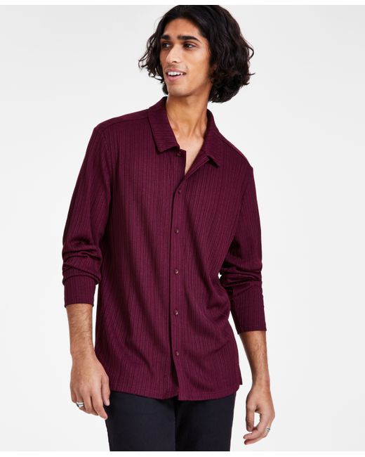 I.N.C. International Concepts Regular-Fit Ribbed-Knit Button-Down Shirt Created for