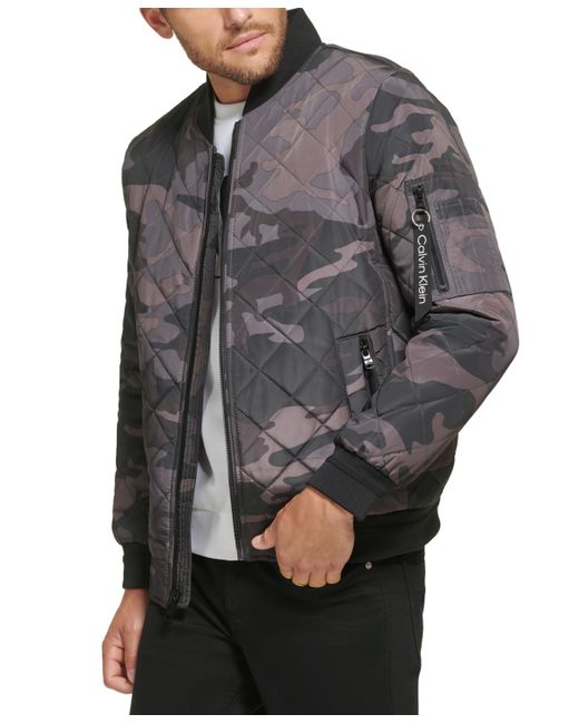 Calvin Klein Quilted Baseball Jacket with Rib-Knit Trim
