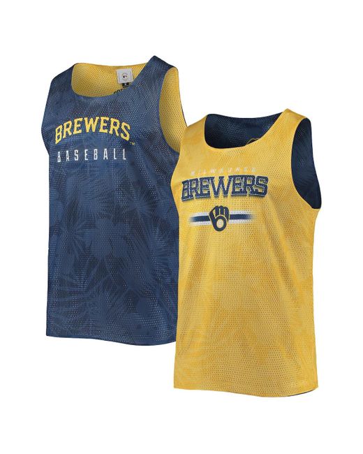 Foco Gold Milwaukee Brewers Floral Reversible Mesh Tank Top