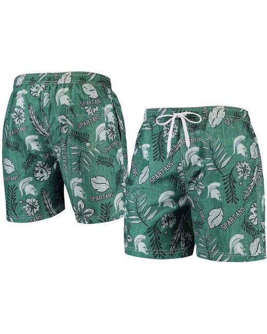 Wes & Willy Michigan State Spartans Vintage-Like Floral Swim Trunks