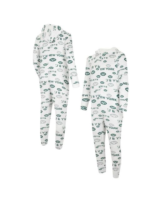 Concepts Sport New York Jets Allover Print Docket Union Full-Zip Hooded Pajama Suit