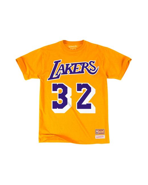 Mitchell & Ness Los Angeles Lakers Magic Johnson Hardwood Print Player T-Shirt