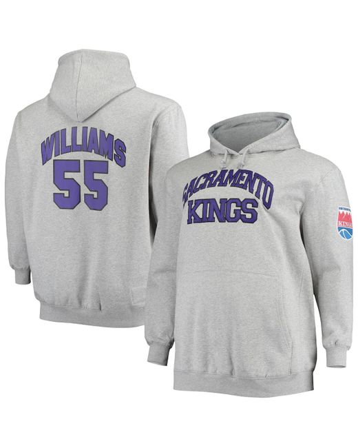 Mitchell & Ness Jason Williams Heather Gray Sacramento Kings Big and Tall Name Number Pullover Hoodie