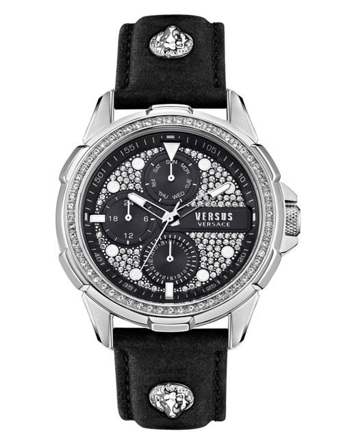 Versus 6E Arrondissement Multifunction Leather Watch 46mm