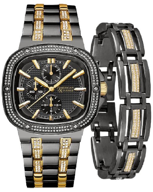 American Exchange Crystal Bracelet Watch 46mm Gift Set