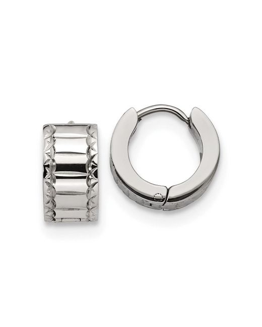 Chisel Polished and Textured Hinged Hoop Earrings