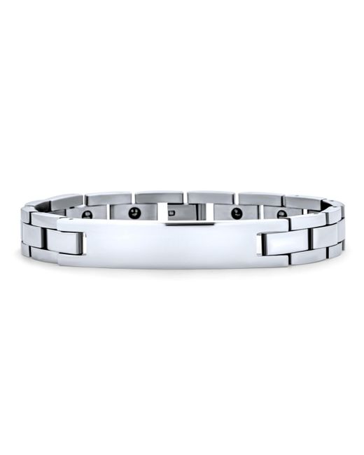 Bling Jewelry Stainless Steel Watchband Identification Id Bracelet for Name Tag Curb 8.5 Inch