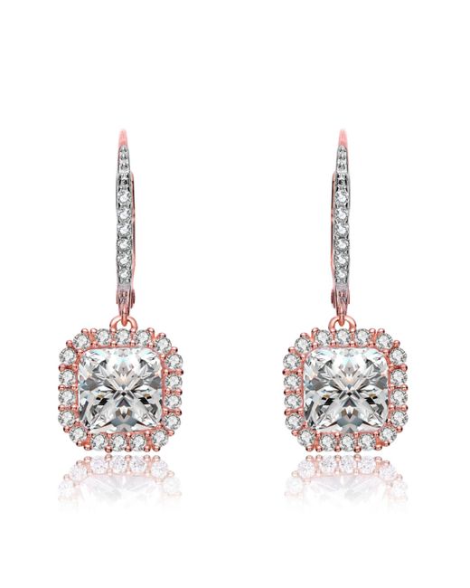 Genevive Gv Sterling Silver Plated Cubic Zirconia Square Drop Earrings