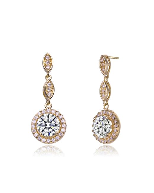 Genevive Classy Sterling Silver with Clear Cubic Zirconia Dangling Earrings