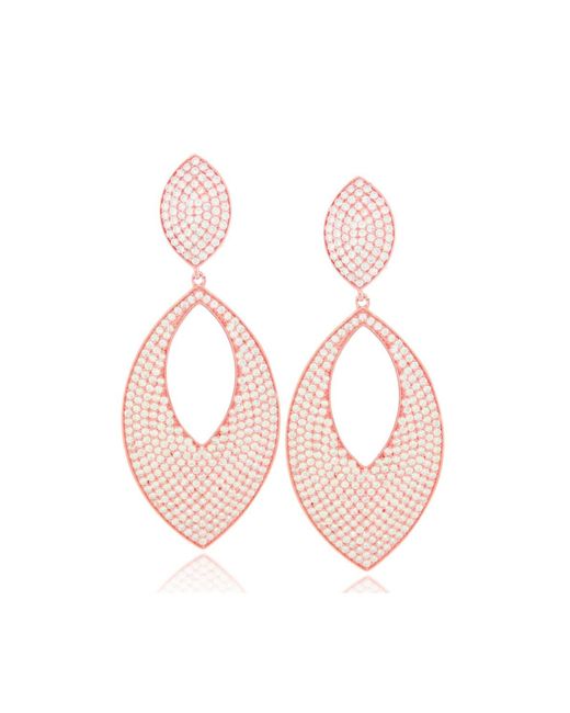 Suzy Levian New York Suzy Levian Sterling Silver Cubic Zirconia Oversized Pave Marquise Disk Earrings