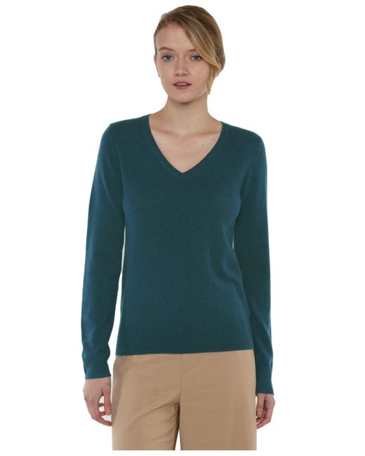 Jennie Liu 100 Pure Cashmere Long Sleeve Pullover V Neck Sweater