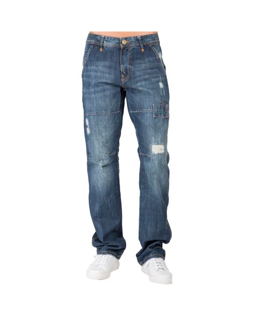 Level 7 Relaxed Straight Premium Jeans Vintage-like Whisker Ripped Repaired
