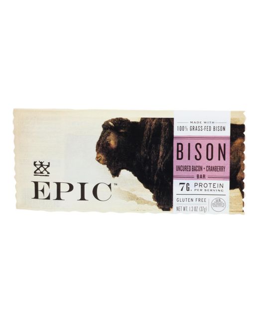 Epic Bar Bison Uncured Bacon and Cranberry Case of 12-1.3 Oz