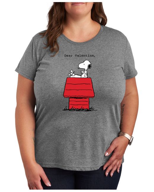 Hybrid Apparel Air Waves Trendy Plus Peanuts Snoopy Valentines Day Graphic T-shirt