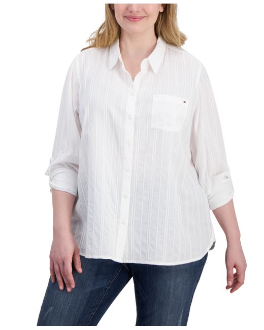 Tommy Hilfiger Plus Cotton Striped Utility Shirt