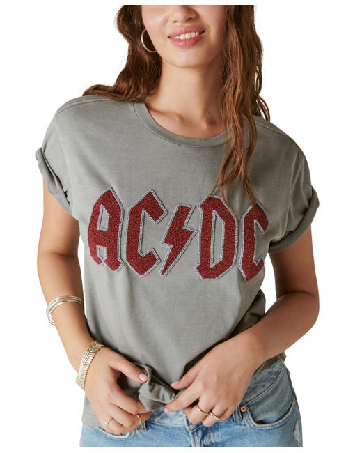 Lucky Brand Acdc Beaded Boyfriend Cotton T-Shirt