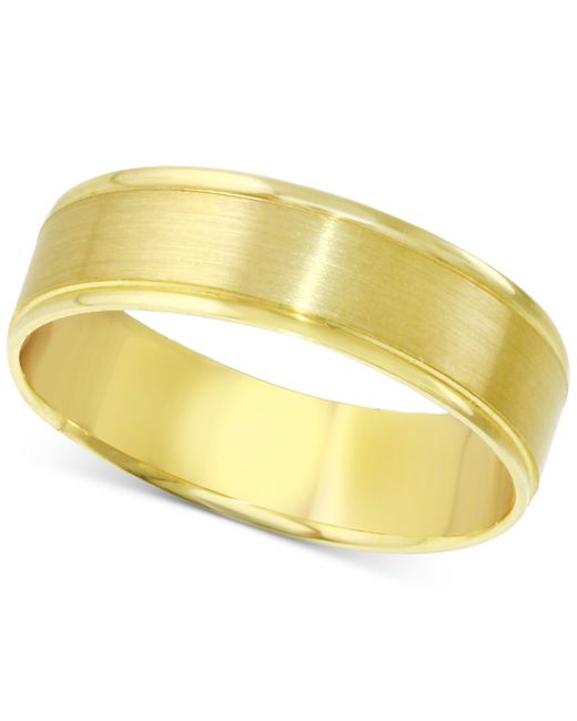 Macy's Polished Textured Beveled Edge Wedding Band 14k Gold