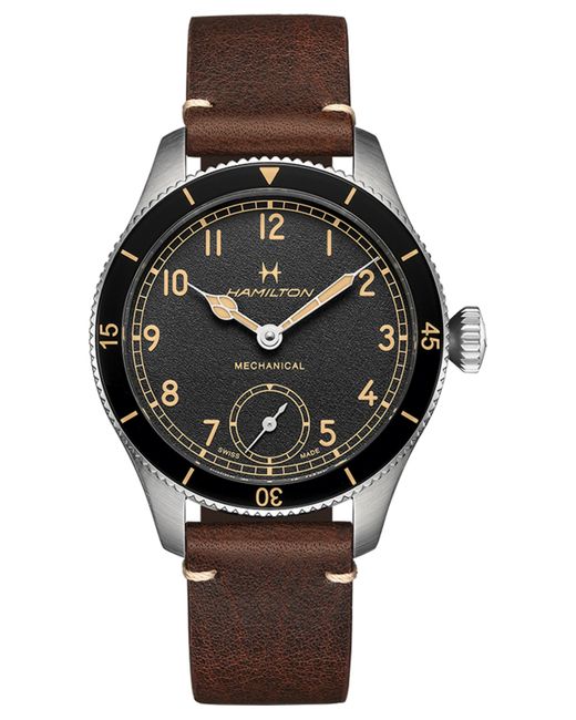 Hamilton Khaki Aviation Pioneer Leather Strap Watch 43mm
