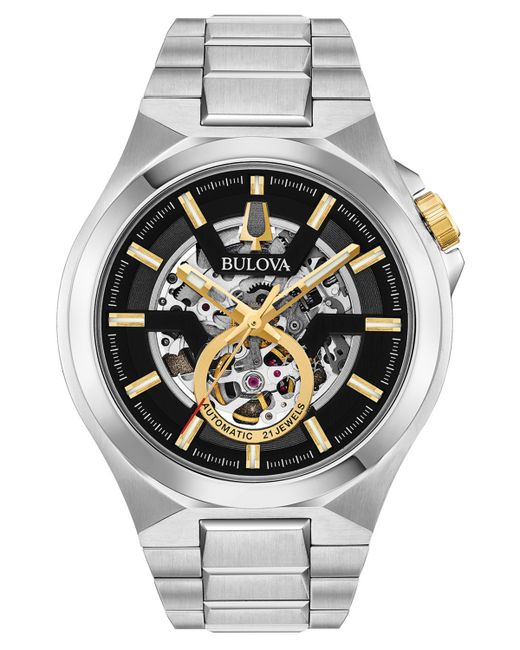 Bulova Automatic Maquina Stainless Steel Bracelet Watch 46mm