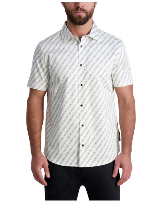 Karl Lagerfeld Asymmetric Logo Print Short Sleeve Shirt Black