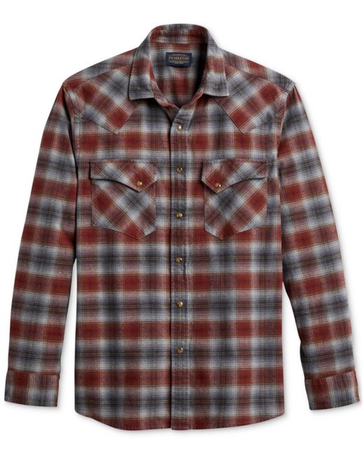 Pendleton Wyatt Plaid Button-Down Western Shirt red