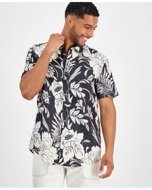 Guess Island Botanical-Print Button-Down Shirt
