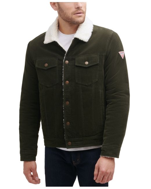 Guess Corduroy Bomber Jacket with Sherpa Collar