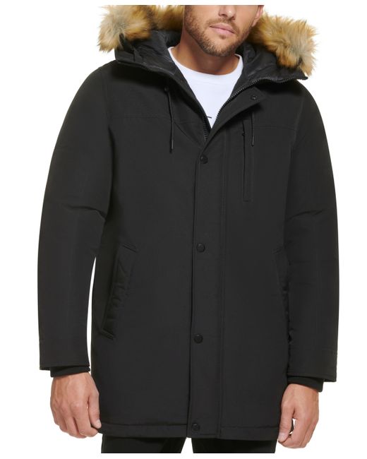 Calvin Klein Long Parka with Faux-Fur Lined Hood