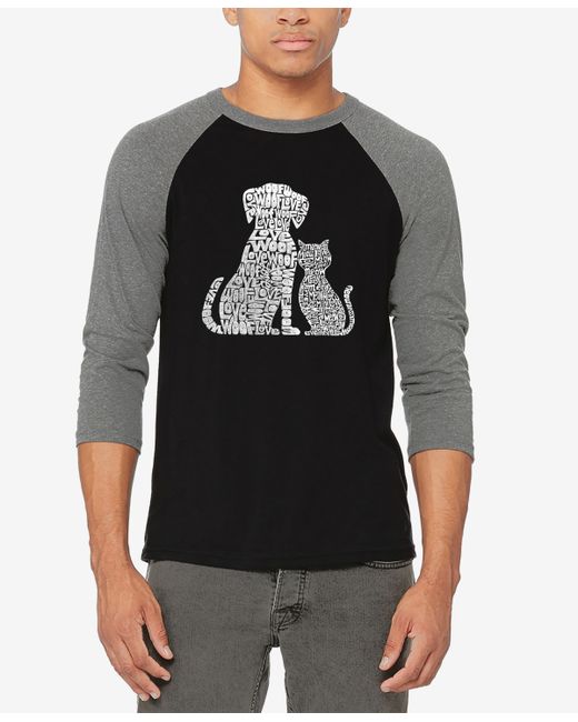 La Pop Art Raglan Baseball Word Art Dogs and Cats T-shirt