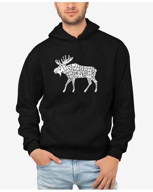 La Pop Art Moose Word Art Long Sleeve Hooded Sweatshirt