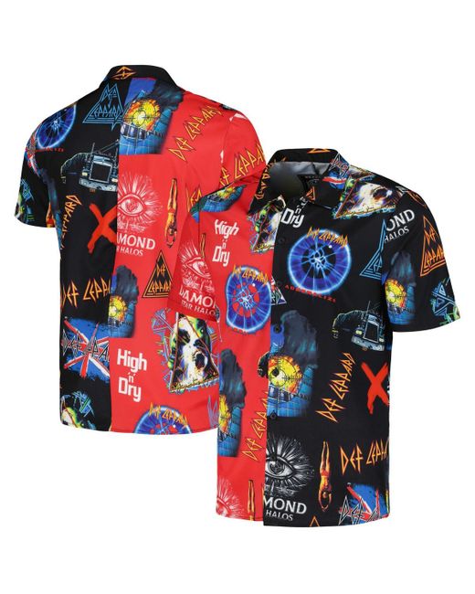 Reason and Red Def Leppard All-Over Print Woven Button-Up Shirt