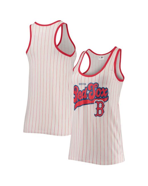New Era and Red Boston Sox Pinstripe Scoop Neck Tank Top