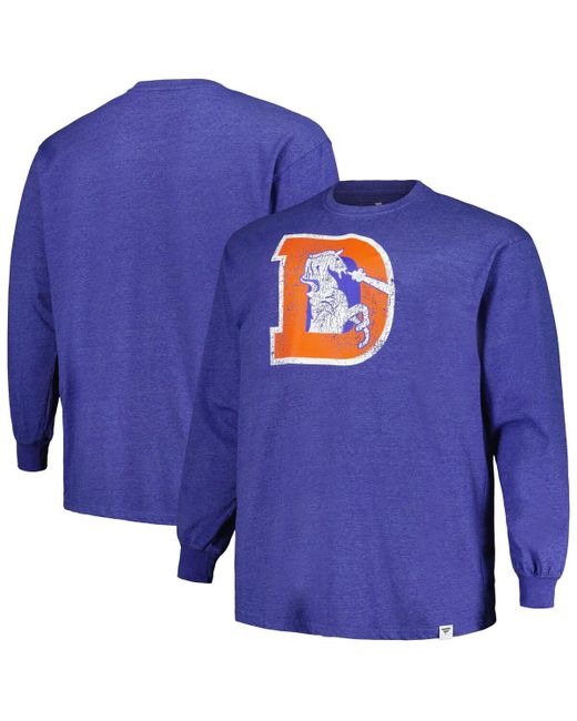Profile Distressed Denver Broncos Big and Tall Throwback Long Sleeve T-shirt