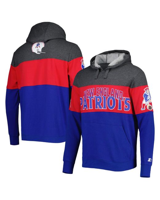 Starter Heather Charcoal New England Patriots Extreme Vintage-Like Logos Pullover Hoodie