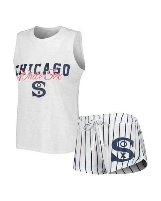 Concepts Sport Chicago Sox Reel Pinstripe Tank Top and Shorts Sleep Set