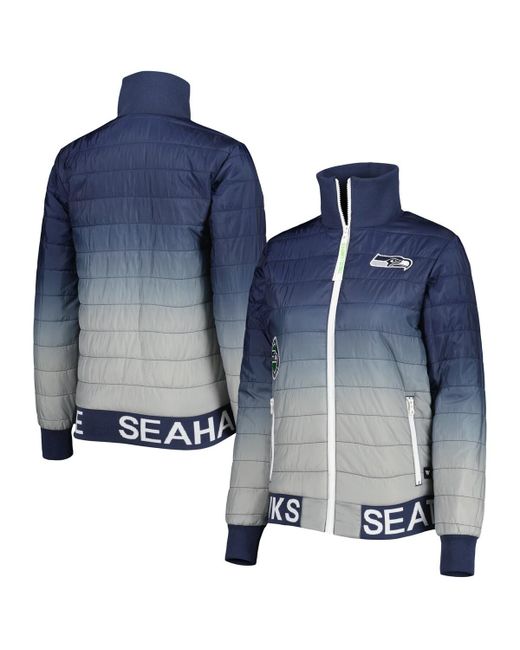 The Wild Collective College Gray Seattle Seahawks Block Full-Zip Puffer Jacket