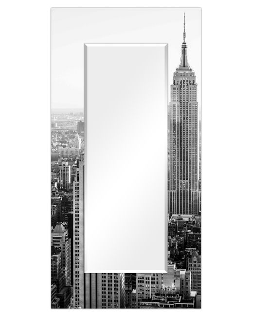 Empire Art Direct My N.y. Rectangular On Free Floating Printed Tempered Art Glass Beveled Mirror 72 x 36
