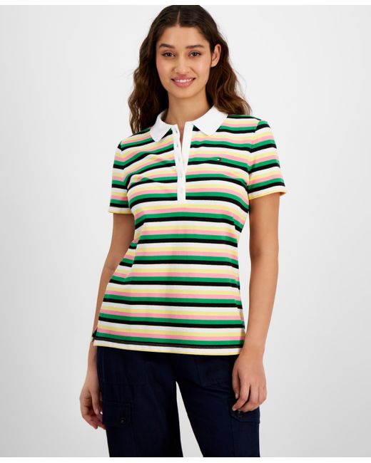 Tommy Hilfiger Striped Short-Sleeve Collared Top