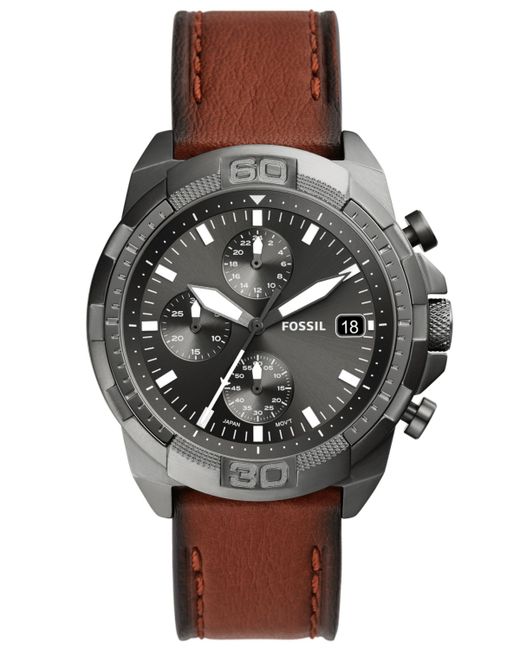 Fossil Bronson Chronograph Leather Strap Watch 44mm