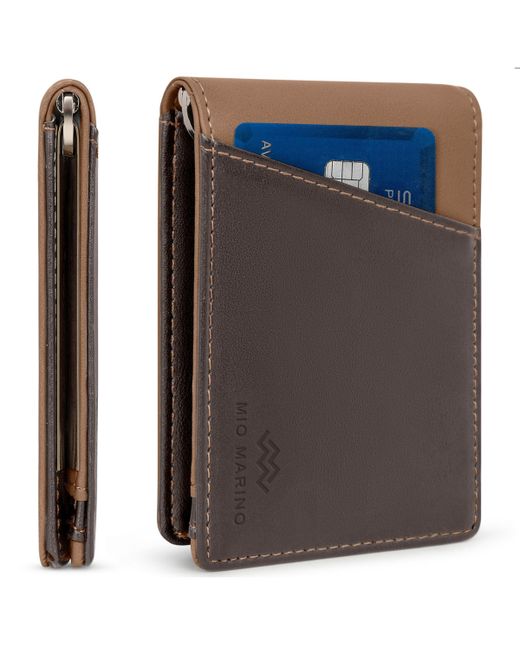 Mio Marino Slim Bifold Wallet with Quick Access Pull Tab tan