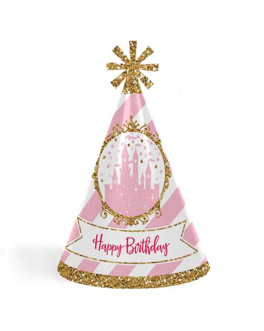 Big Dot Of Happiness Little Princess Crown Cone Gold Happy Birthday Party Hats 8 Ct
