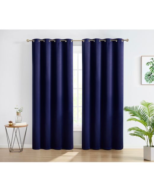 Hlc.me Oxford Blackout Curtains for Bedroom Noise Reduction Thermal Insulated Window Curtain Grommet Panels Set of 2