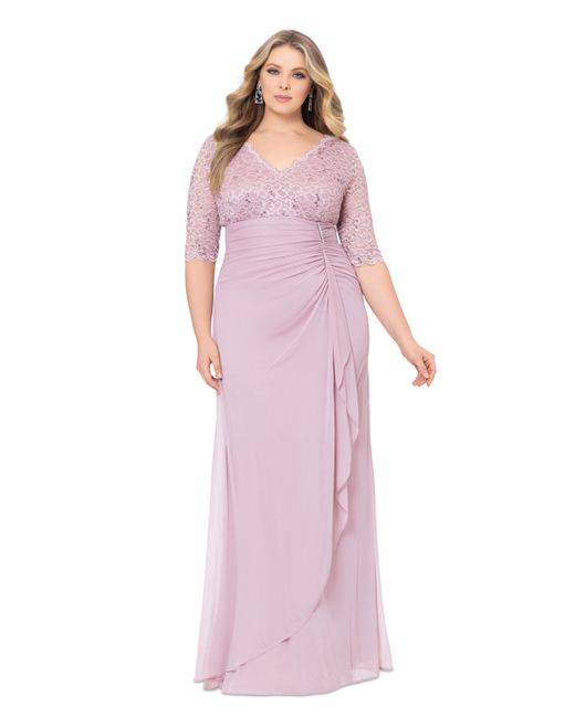 Betsy & Adam BA by Plus V-Neck Gown