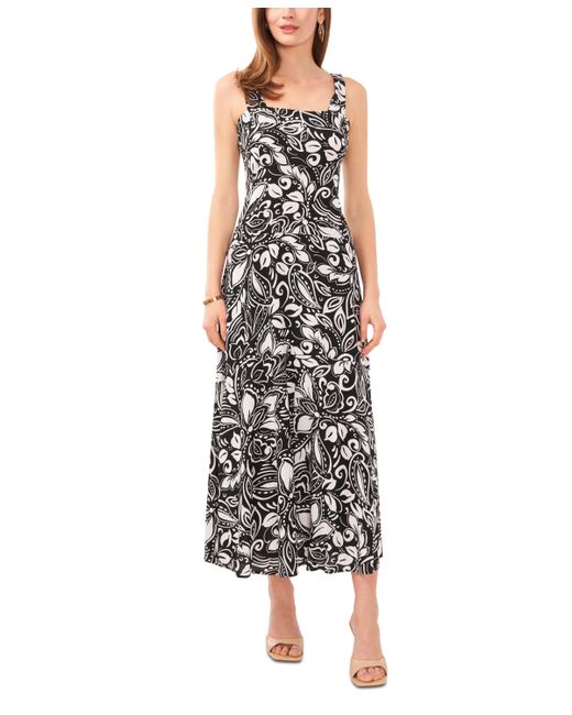 Vince Camuto Printed Smocked Back Tiered Sleeveless Maxi Dress