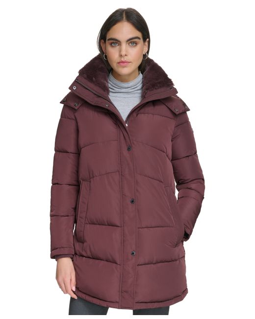 Calvin Klein Faux-Fur-Trim Hooded Puffer Coat Created for