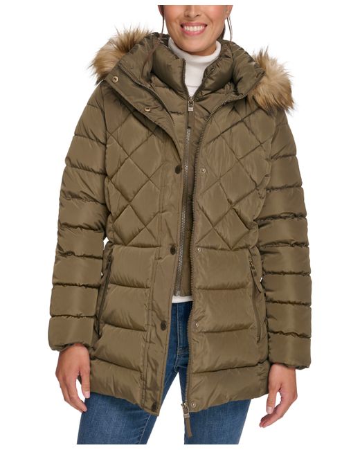 Tommy Hilfiger Bibbed Faux-Fur-Trim Hooded Puffer Coat Created for